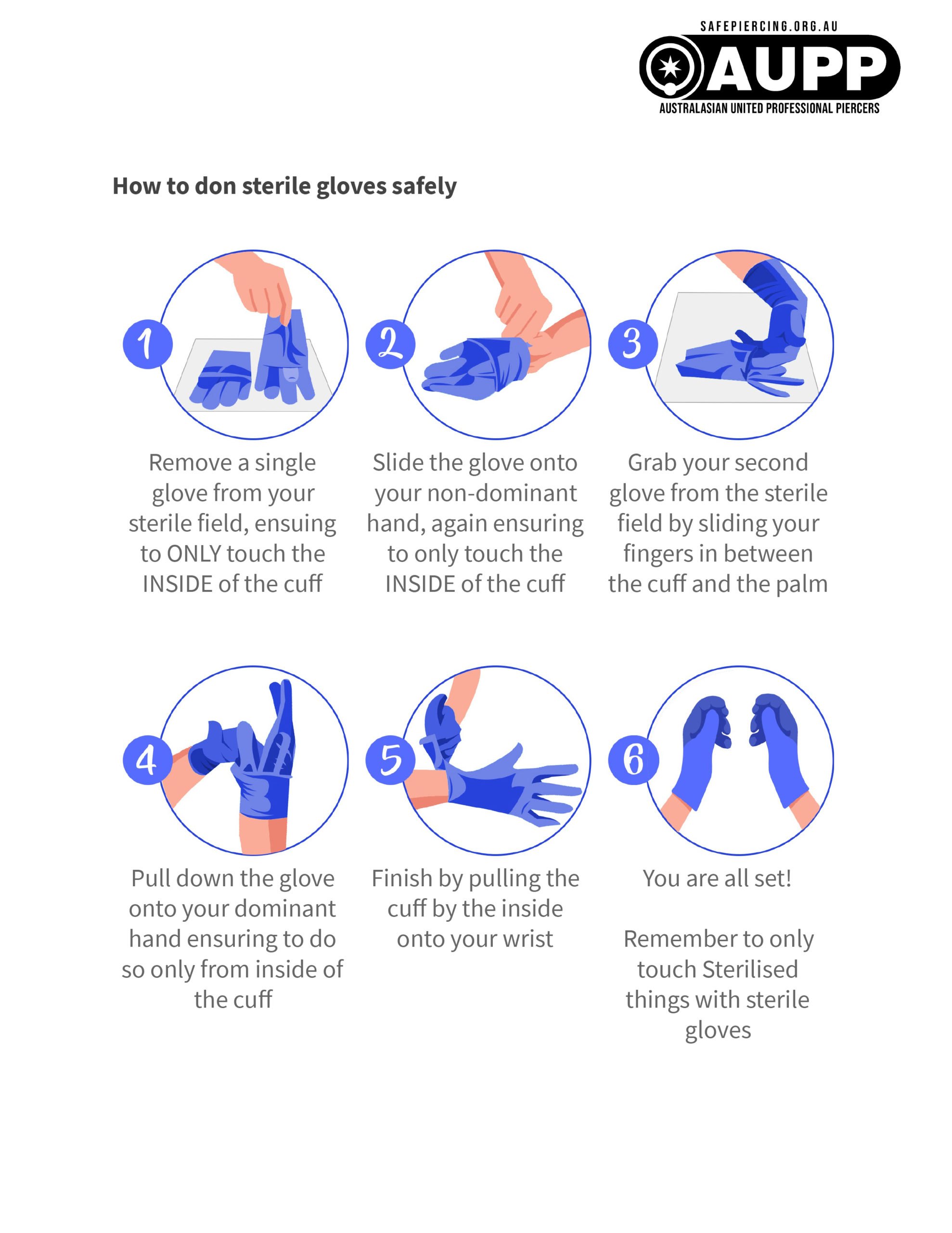 Gloves Don sterile gloves Australasian United Professional Piercers